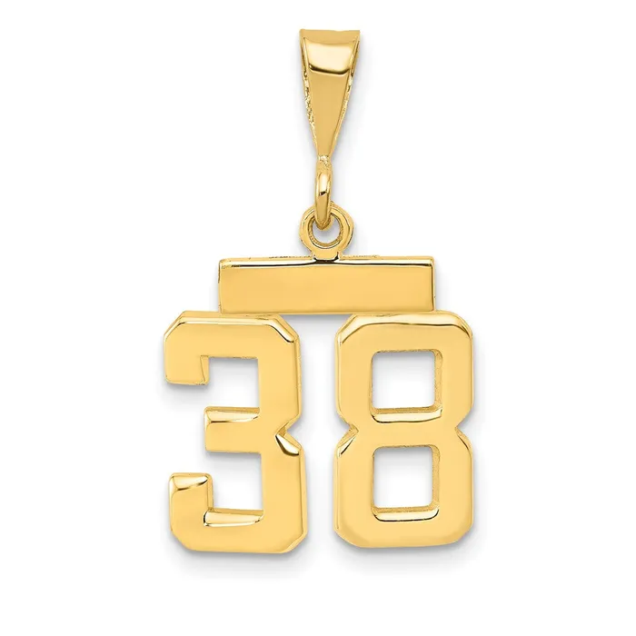 14k Yellow Gold Small Polished Number 38 Charm Goldia Charm Necklaces