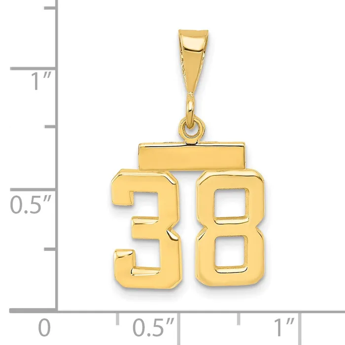 14k Yellow Gold Small Polished Number 38 Charm Goldia Charm Necklaces