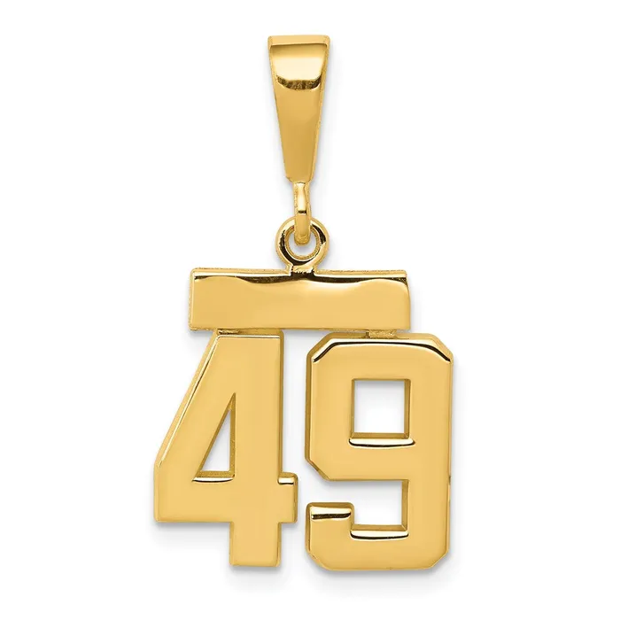14k Yellow Gold Small Polished Number 49 Charm Goldia Charm Necklaces