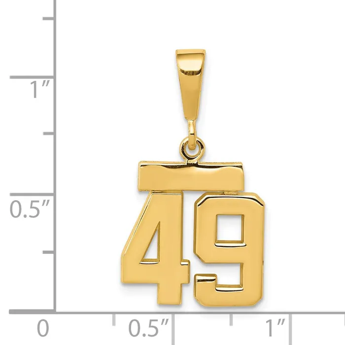 14k Yellow Gold Small Polished Number 49 Charm Goldia Charm Necklaces