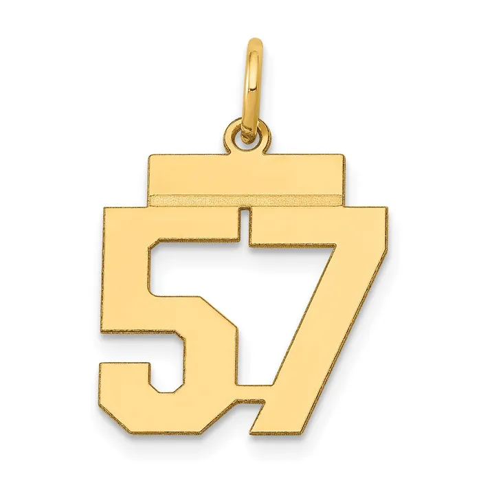 14k Yellow Gold Small Polished Number 57 Charm Goldia Charm Necklaces