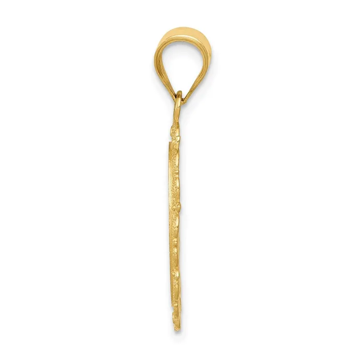 14k Yellow Gold Solid Satin Polished Virgo Zodiac Oval Pendant Goldia Necklaces