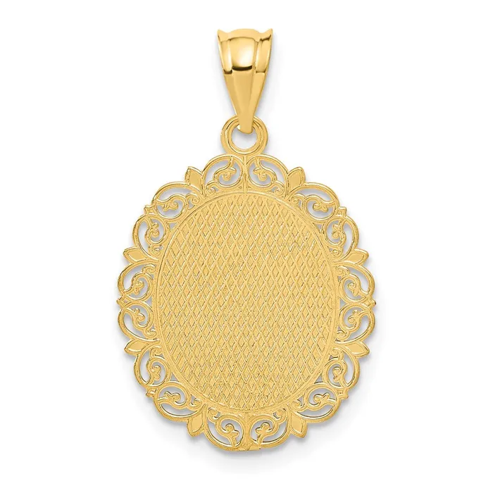 14k Yellow Gold Solid Satin Polished Virgo Zodiac Oval Pendant Goldia Necklaces