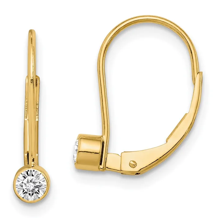 14k Yellow Gold VS Real Diamond leverback Earrings Goldia Earrings