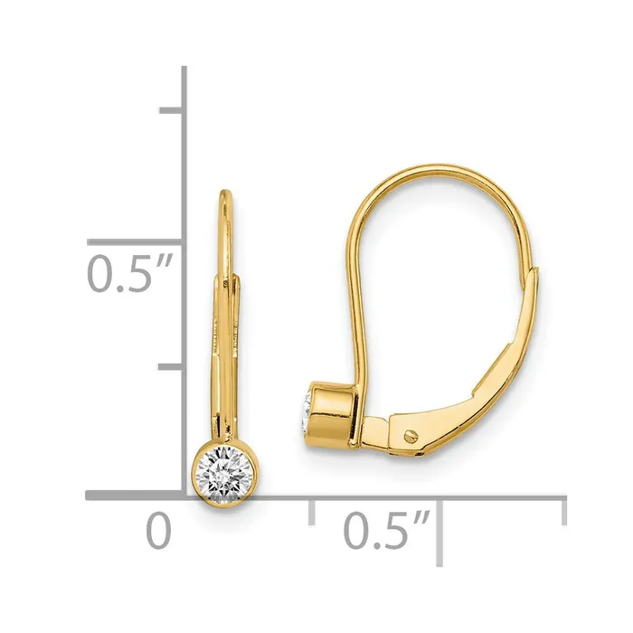 14k Yellow Gold VS Real Diamond leverback Earrings Goldia Earrings
