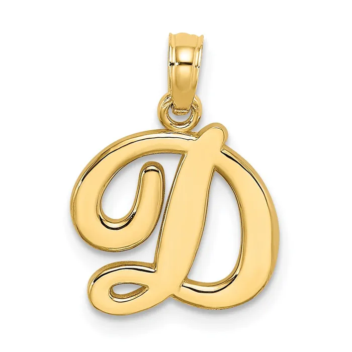 14k Yellow GoldY Script Letter D Initial Pendant Goldia Necklaces