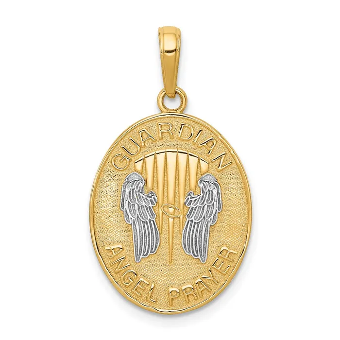 14k Yellow Rhodium Gold WRhodium Reversible Guardian Angel Prayer Pendant Goldia PreStyled Sets