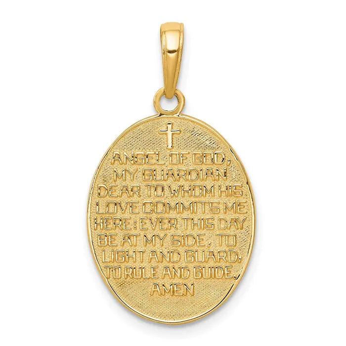 14k Yellow Rhodium Gold WRhodium Reversible Guardian Angel Prayer Pendant Goldia PreStyled Sets