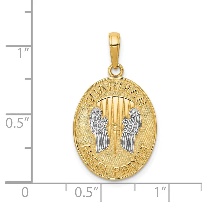 14k Yellow Rhodium Gold WRhodium Reversible Guardian Angel Prayer Pendant Goldia PreStyled Sets