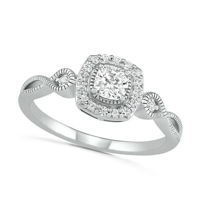 40mm CushionCut LabCreated White Sapphire Frame Infinity Shank Antique VintageStyle Ring in Sterling Silver Goldia Rings