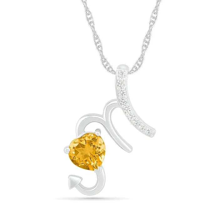 60mm HeartShaped Citrine and White LabCreated Sapphire Scorpio Zodiac Sign Pendant in Sterling Silver Goldia Necklaces 60mm HeartShaped Citrine and White LabCreated Sapphire Scorpio Zodiac Sign Pendant in Sterling Silver Goldia Necklaces