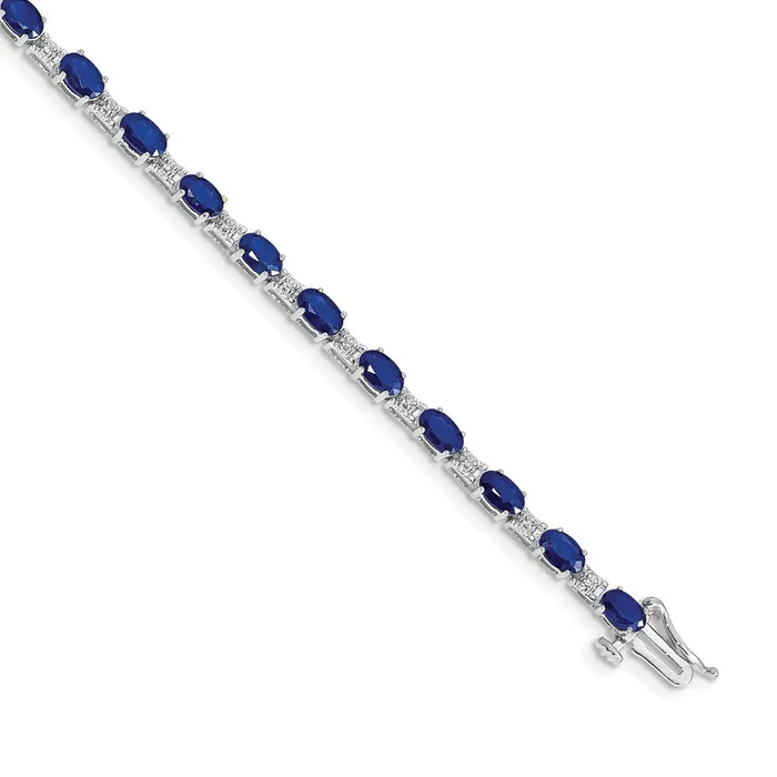 Bracelets goldiaca 14k White Gold Natural Diamond and Sapphire Bracelet Bracelets goldiaca 14k White Gold Natural Diamond and Sapphire Bracelet