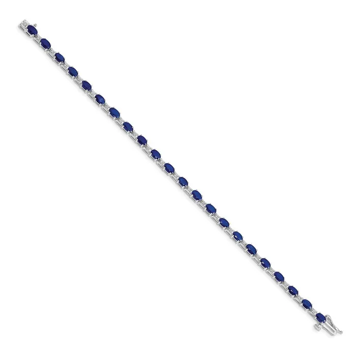 Bracelets goldiaca 14k White Gold Natural Diamond and Sapphire Bracelet