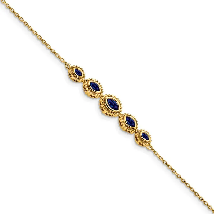 Bracelets goldiaca 14k Yellow Gold Marquise Sapphire Bracelet
