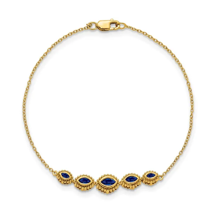 Bracelets goldiaca 14k Yellow Gold Marquise Sapphire Bracelet