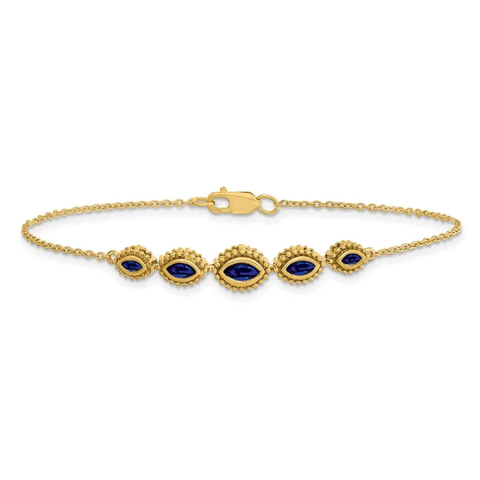 Bracelets goldiaca 14k Yellow Gold Marquise Sapphire Bracelet