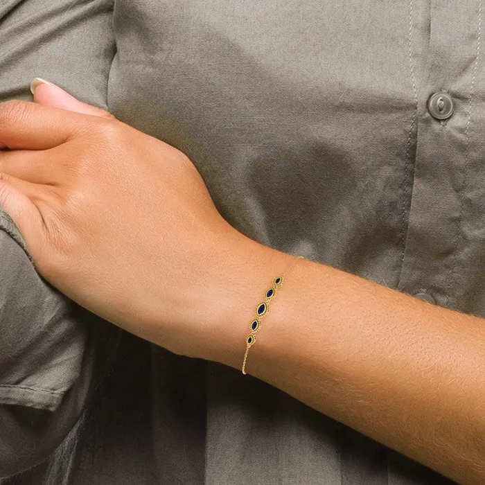 Bracelets goldiaca 14k Yellow Gold Marquise Sapphire Bracelet