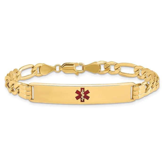 Bracelets MDS 14K SemiSolid Medical Red Enamel Figaro Link ID Bracelet Bracelets MDS 14K SemiSolid Medical Red Enamel Figaro Link ID Bracelet