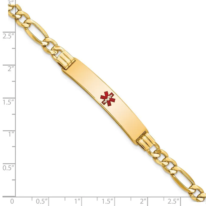 Bracelets MDS 14K SemiSolid Medical Red Enamel Figaro Link ID Bracelet Bracelets MDS 14K SemiSolid Medical Red Enamel Figaro Link ID Bracelet