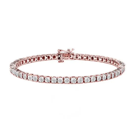 Bracelets Original 10K Rose Gold Plated 925 Sterling Silver 10 Cttw MiracleSet Diamond Round Faceted Bezel Tennis Bracelet IJ Color I3 Clarity 5 JMS always Bracelets Original 10K Rose Gold Plated 925 Sterling Silver 10 Cttw MiracleSet Diamond Round Faceted Bezel Tennis Bracelet IJ Color I3 Clarity 5 JMS always