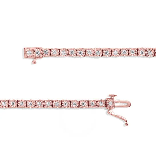 Bracelets Original 10K Rose Gold Plated 925 Sterling Silver 10 Cttw MiracleSet Diamond Round Faceted Bezel Tennis Bracelet IJ Color I3 Clarity 5 JMS always Bracelets Original 10K Rose Gold Plated 925 Sterling Silver 10 Cttw MiracleSet Diamond Round Faceted Bezel Tennis Bracelet IJ Color I3 Clarity 5 JMS always