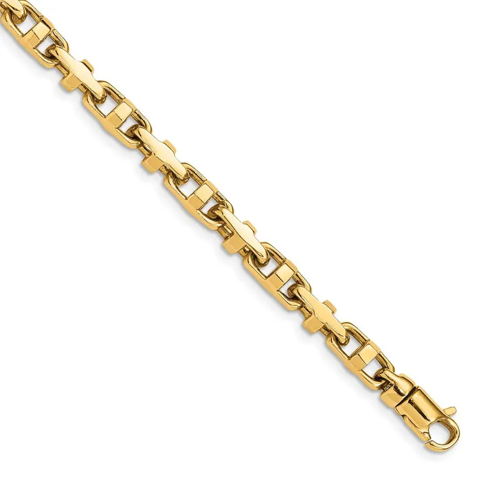 Bracelets Solid 14K Yellow Gold 875 inch 5mm Hand Polished Fancy Link with Lobster Clasp Bracelet MDS Bracelets Solid 14K Yellow Gold 875 inch 5mm Hand Polished Fancy Link with Lobster Clasp Bracelet MDS