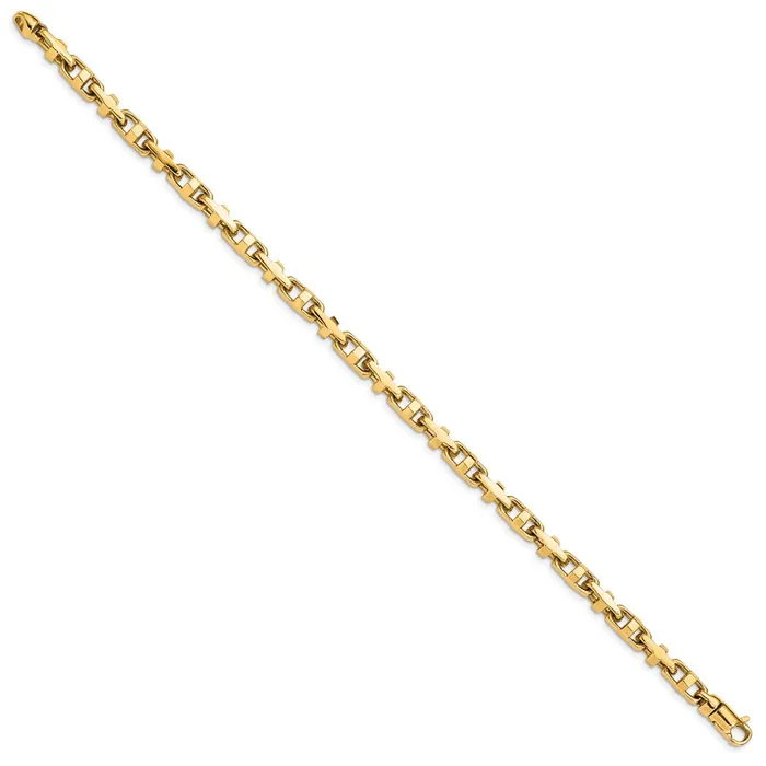 Bracelets Solid 14K Yellow Gold 875 inch 5mm Hand Polished Fancy Link with Lobster Clasp Bracelet MDS Bracelets Solid 14K Yellow Gold 875 inch 5mm Hand Polished Fancy Link with Lobster Clasp Bracelet MDS