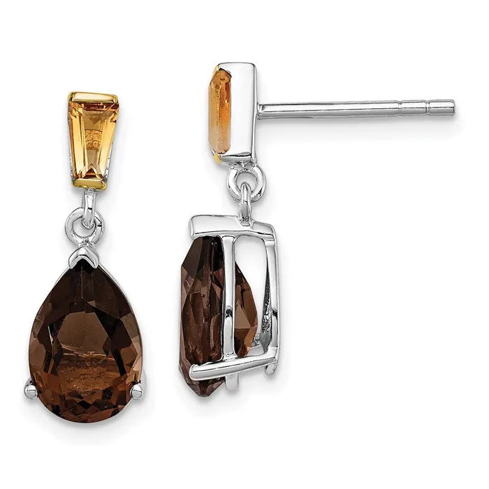 Brilliant Gemstones Sterling Silver with 14K Accent Rhodiumplated Smoky Quartz and Citrine Earrings Goldia Earrings Brilliant Gemstones Sterling Silver with 14K Accent Rhodiumplated Smoky Quartz and Citrine Earrings Goldia Earrings