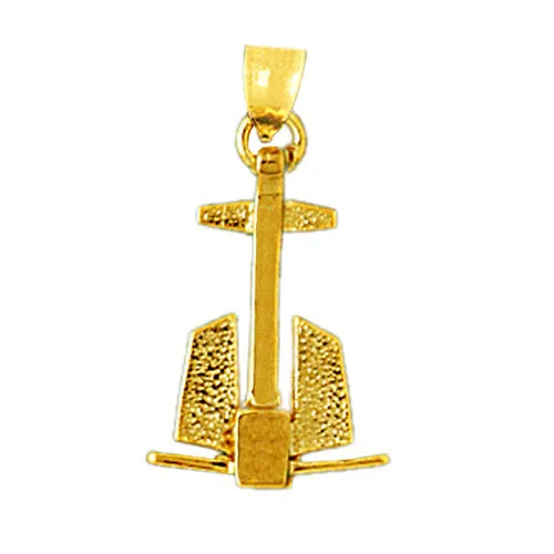 Charm Necklaces 14K Gold 3D Ship Anchor Charm Goldia