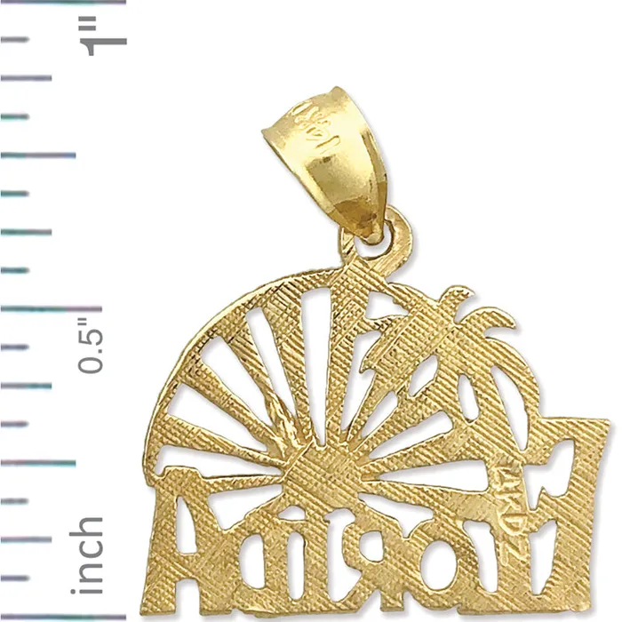 Charm Necklaces 14K Gold Florida Palm Tree Sunset Charm Goldia