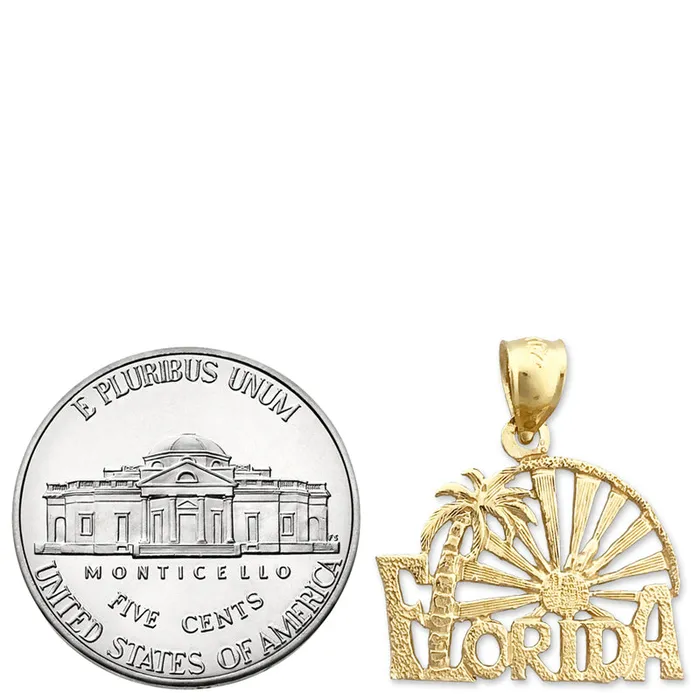 Charm Necklaces 14K Gold Florida Palm Tree Sunset Charm Goldia