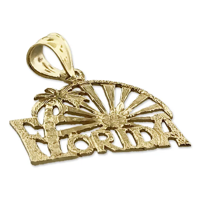 Charm Necklaces 14K Gold Florida Palm Tree Sunset Charm Goldia
