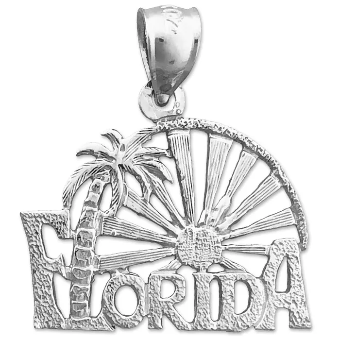 Charm Necklaces 14K Gold Florida Palm Tree Sunset Charm Goldia