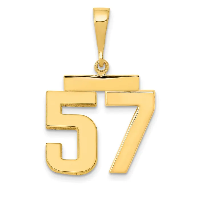Charm Necklaces 14k Yellow Gold Medium Polished Number 57 Charm Goldia