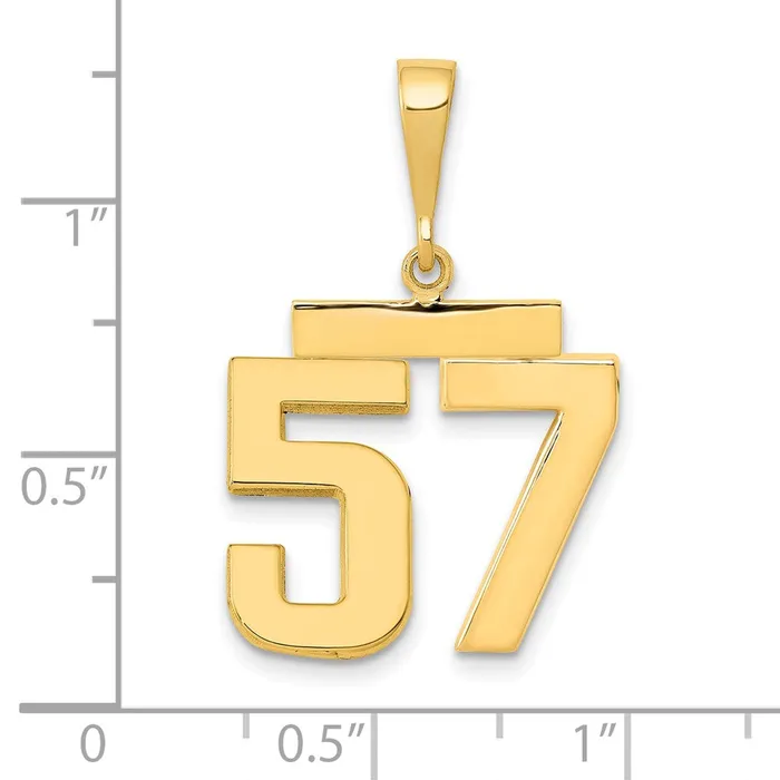 Charm Necklaces 14k Yellow Gold Medium Polished Number 57 Charm Goldia