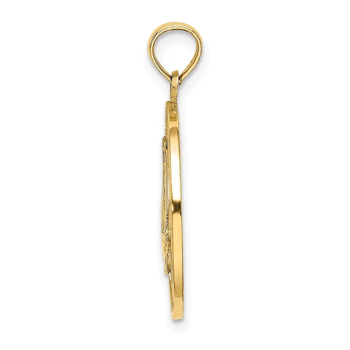 Charm Necklaces 14k Yellow Gold TURKS AND CAICOS Circle w Sailboat Charm Goldia