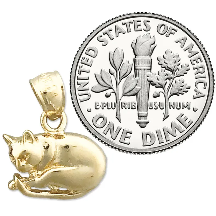 Charm Necklaces Goldia 14K Gold 13MM Cat Charm
