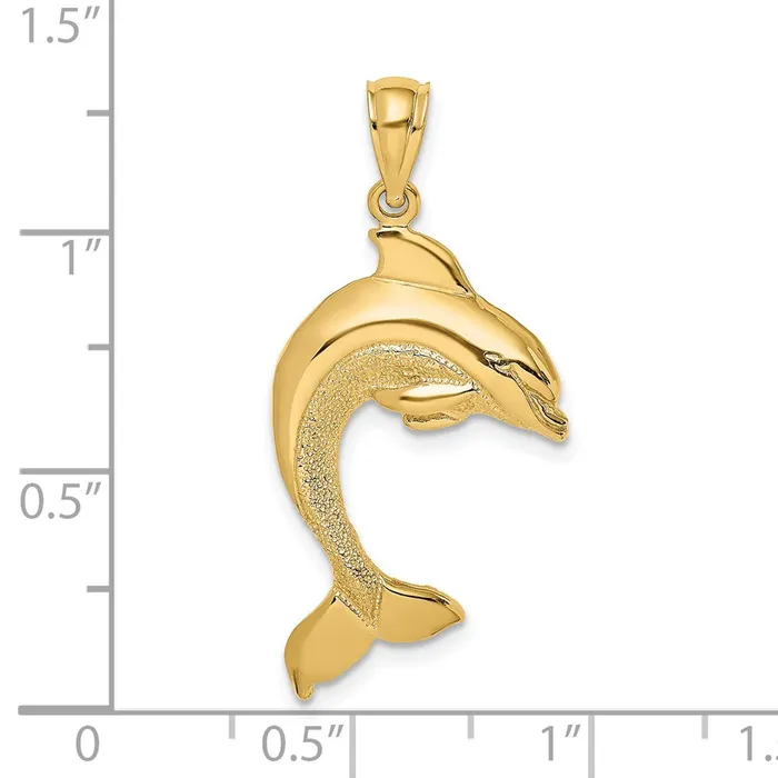 Charm Necklaces Goldia 14k Yellow Gold 2D Polished Dolphin Jumping Charm