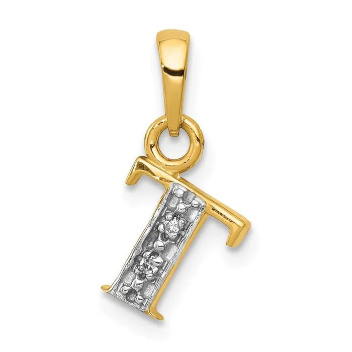 Charm Necklaces Goldiacom 14k and Rhodium Polished 01ct Diamond Initial T Charm Charm Necklaces Goldiacom 14k and Rhodium Polished 01ct Diamond Initial T Charm