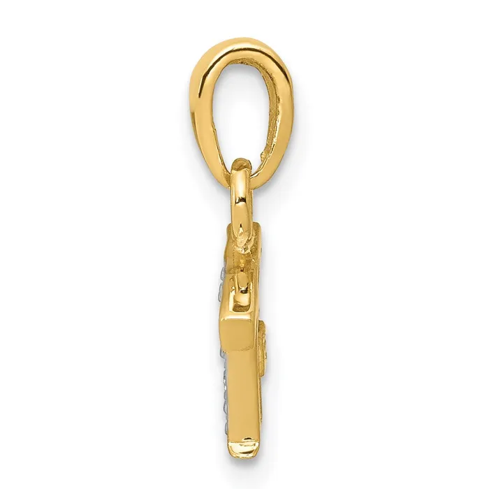 Charm Necklaces Goldiacom 14k and Rhodium Polished 01ct Diamond Initial T Charm