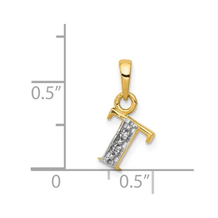 Charm Necklaces Goldiacom 14k and Rhodium Polished 01ct Diamond Initial T Charm