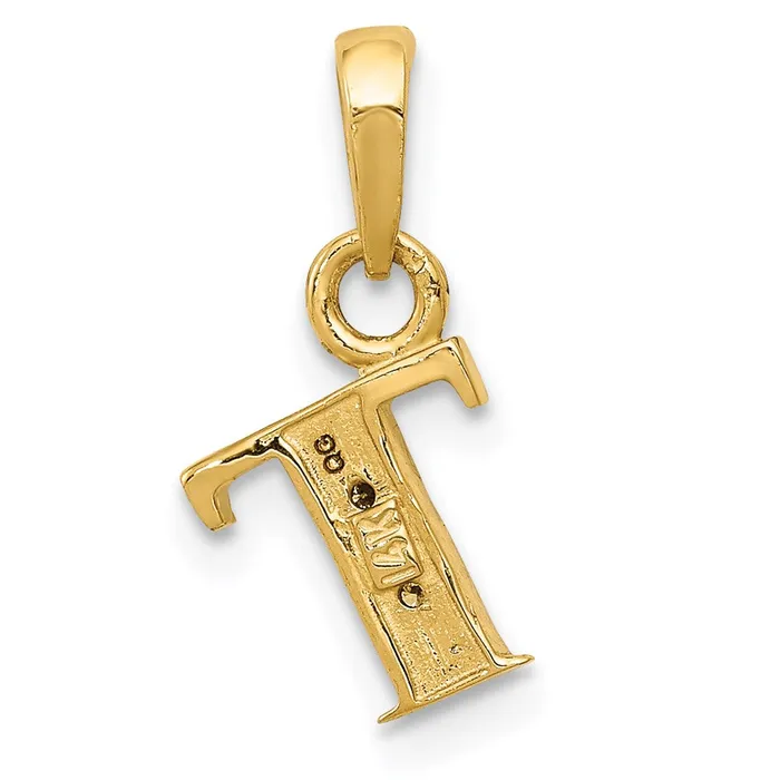 Charm Necklaces Goldiacom 14k and Rhodium Polished 01ct Diamond Initial T Charm