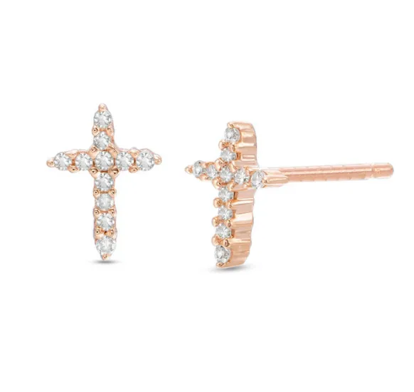Diamond Cross Stud Earrings 14K Rose White or Yellow Gold Christian Jewelry Goldiacom Earrings Diamond Cross Stud Earrings 14K Rose White or Yellow Gold Christian Jewelry Goldiacom Earrings