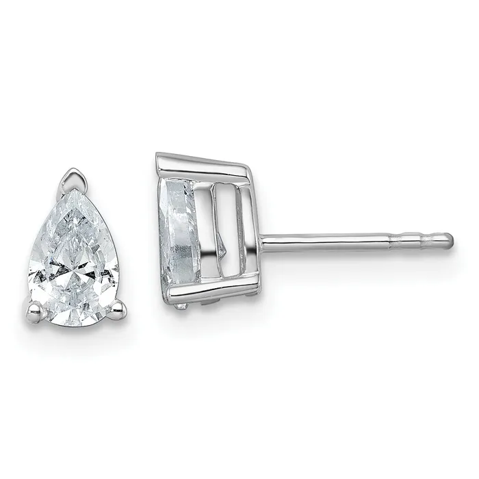 Earrings 14k White Gold 1 ctw Lab Grown Diamond VSSI G Pear 4 Prong Heavy Wt Stud Earrings Goldia Earrings 14k White Gold 1 ctw Lab Grown Diamond VSSI G Pear 4 Prong Heavy Wt Stud Earrings Goldia