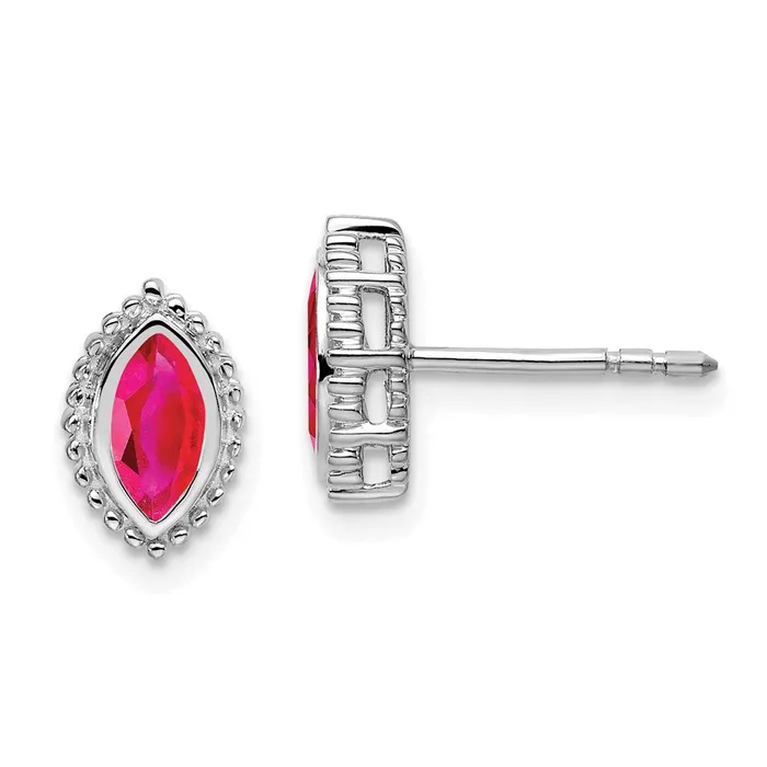 Earrings 14k White Gold Marquise Ruby Post Earrings Goldia