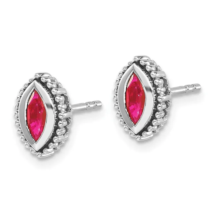 Earrings 14k White Gold Marquise Ruby Post Earrings Goldia