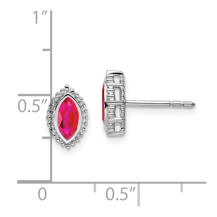 Earrings 14k White Gold Marquise Ruby Post Earrings Goldia