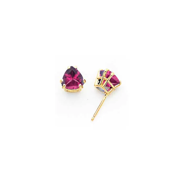 Earrings 14k Yellow Gold 7mm Rhodolite Garnet earring Goldia