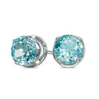 Earrings 80mm Blue Topaz Solitaire Stud Earrings in Sterling Silver Goldia