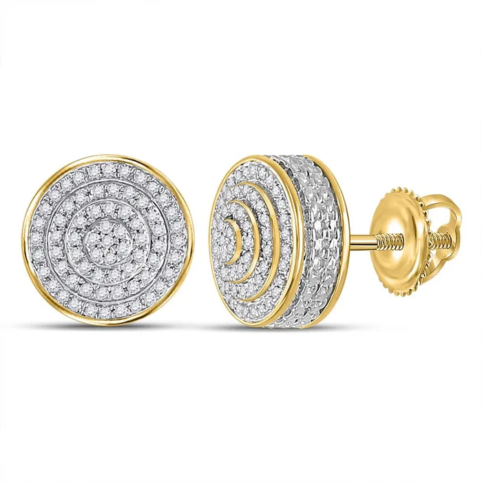 Earrings gndatlanta 10k Yellow Gold Round Diamond 3D Disk Circle Earrings 14 Cttw Earrings gndatlanta 10k Yellow Gold Round Diamond 3D Disk Circle Earrings 14 Cttw